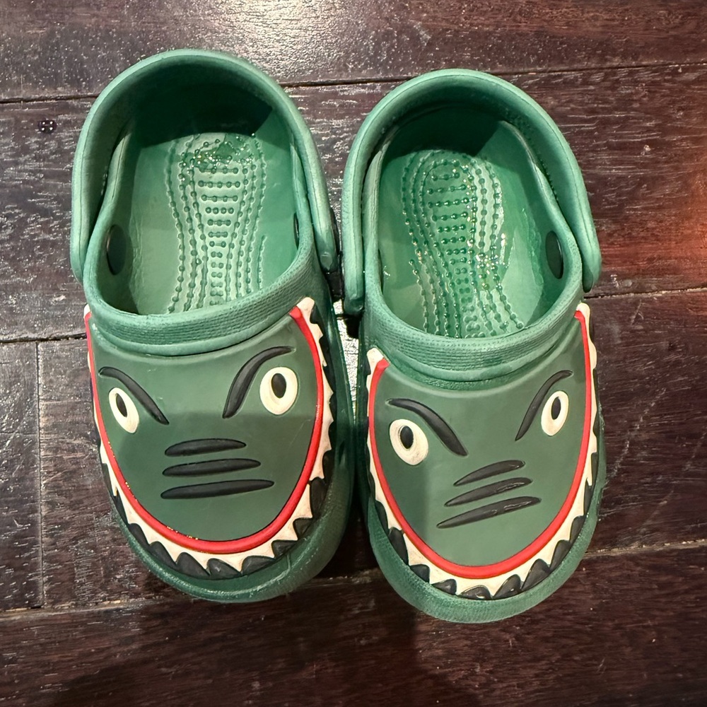 Lily and Dan Kids Green Shark Clogs